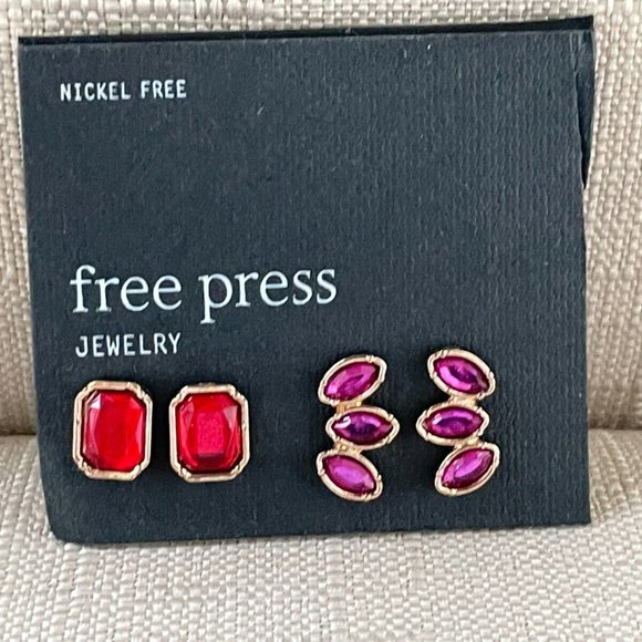 Free Press Jewelry Women Earrings Set of 2 Stud Earrings Jewelry New - Picture 1 of 9